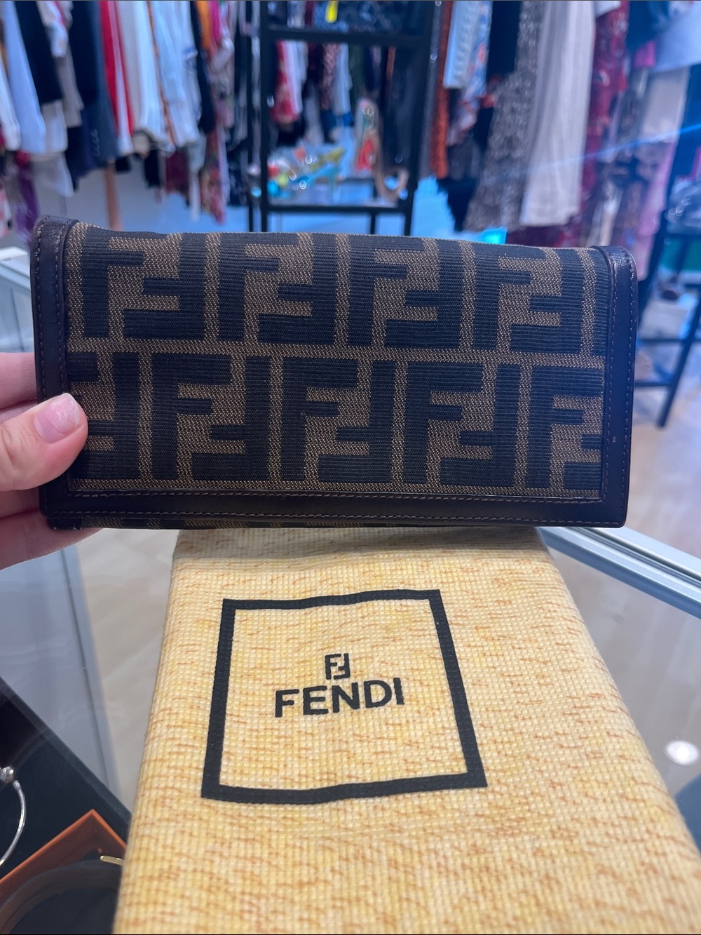 Fendi Brown and Dark Brown FF Logo Continental Wallet, Bifold